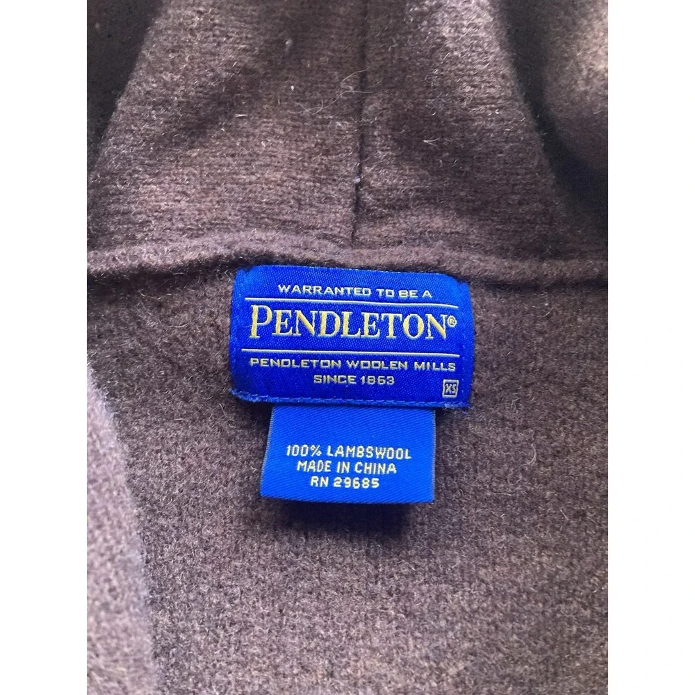 Pendleton Cardigan Sweater Womens XS Shawl Collar Aztec 100% Wool Chimayo Brown - Picture 5 of 9
